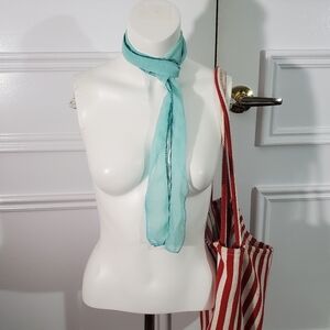 Costa Blanca Circa 2000s Mint Toned Sequin Multi-Use Neck Sash Wrap